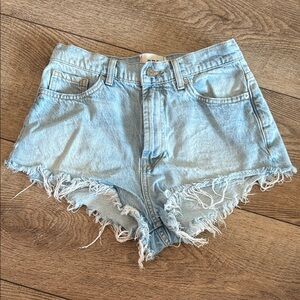 BDG Blue Jean Shorts Distressed Frayed Hem